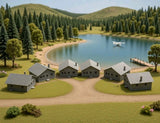 N Scale 1:160 Lake Resort Beach Cabins 6-Pack Built Assembled Model Railroad SM4 Model