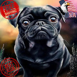 pigpigboss Black Pug Diamond Painting Kit, 5D Full Round Drill, 12x16 inch | ... Model