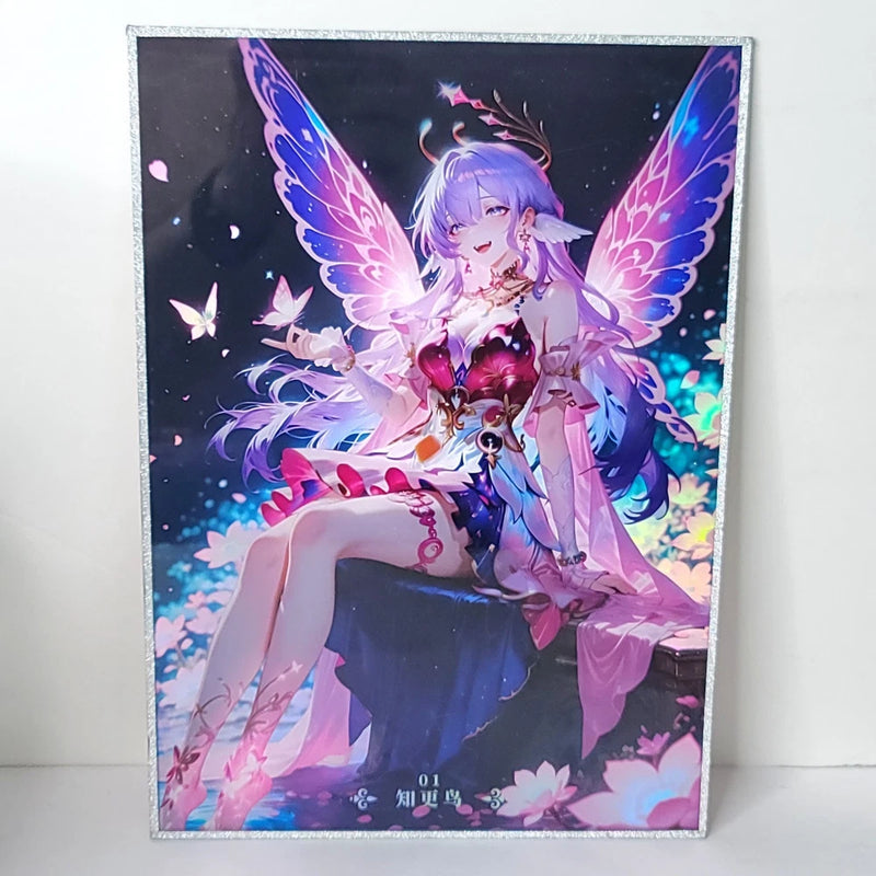 Robin Fairy Butterfly Acrylic Waifu Card Anime Girl Wall Art Oversized Board A4 Model