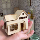 1:144 Scale Dollhouse Miniatures DIY Unpainted Unfinished Kit Mini House Villa Model