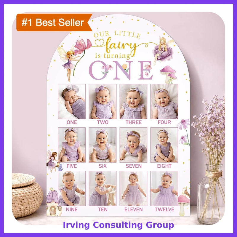 XJellyfish Fairy 1st Birthday Photo Board Purple Model