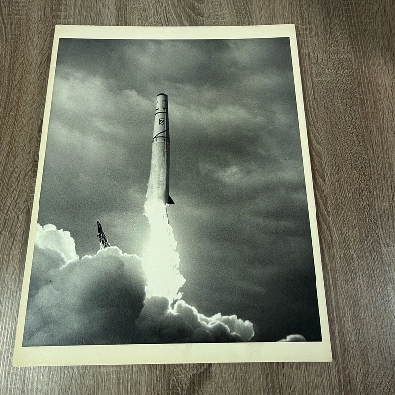 Vintage USAF Atlas ICBM Launch Photo 17x22 Board 16x20 Image Military Rocket Model