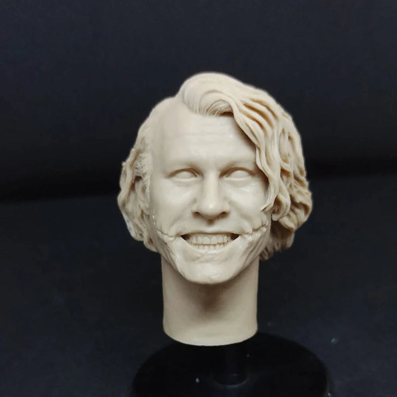 1/6 Unpainted Evil Smile Heath Ledger Head Carving Sculpt Model Toys Model