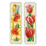 Vervaco bookmark counted cross stitch kit "Flowers" Set of 3, 6x20cm, DIY Model