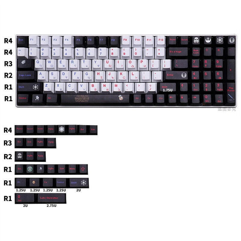 129 Keys Star Wars Black PBT Keycap Cherry Mx Button Sublimation Boxed Xmas Gift Model