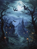 Haunted Town Gothic Halloween DIY 5D Diamond Painting Kit 12x16 Full Drill Model