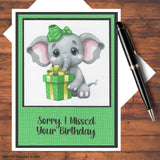Elephant Belated Birthday Card Kit: DIY Paper Craft A2 Size w/Envelopes Model