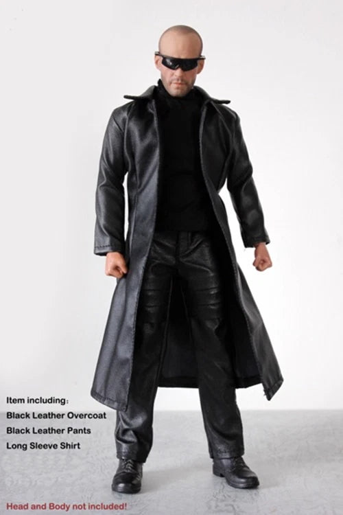 1/6 Soldier Model Accessories Clothes Black Leather Overcoat Coat Suits Model
