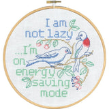 Permin counted cross stitch kit with hoop "Not Lazy", Diam. 20cm, DIY, 92-9717 Model