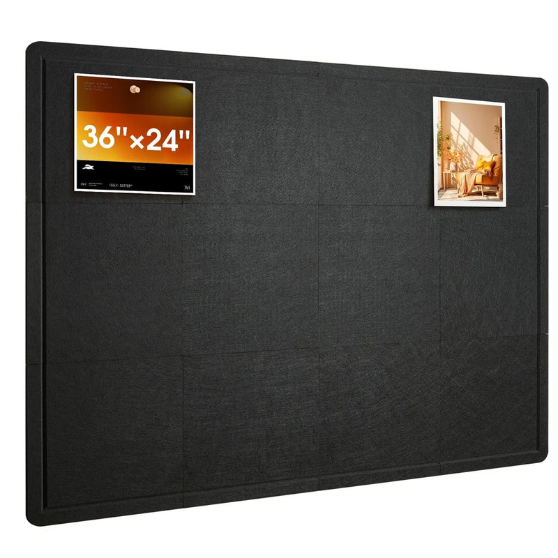 Bulletin Board 36x24 Cork Board Alternative 6 Pack Felt Pin Boards Black Model