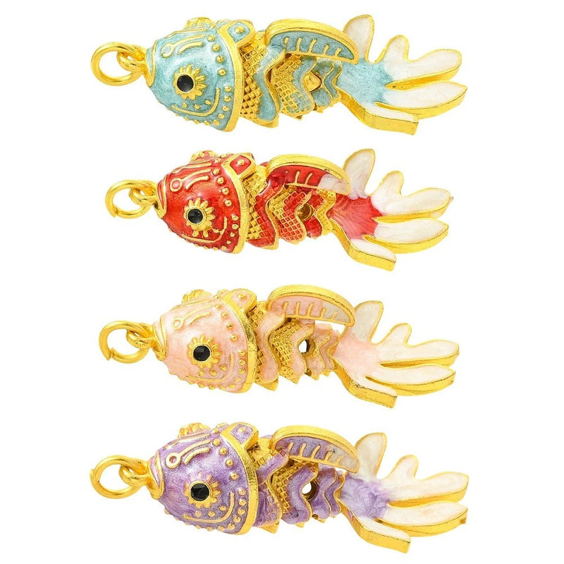 4pcs Alloy Enamel Articulated Koi Fish Charms Movable Carp Pendants for Jewelry Charms