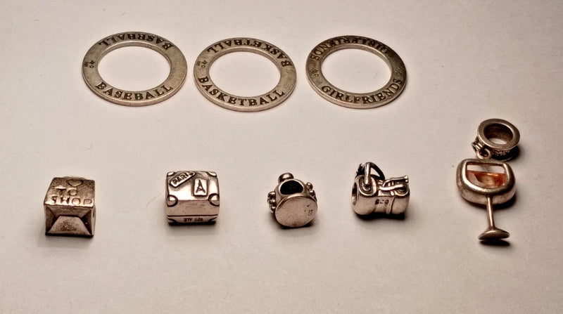 LOT OF 8 Sterling Silver .925 Charms (From A Pandora Charm Bracelet)  24 grams Charms