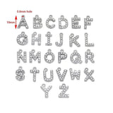 10pcs silver stainless steel crystal letters alphabet charms for diy jewelry Charms