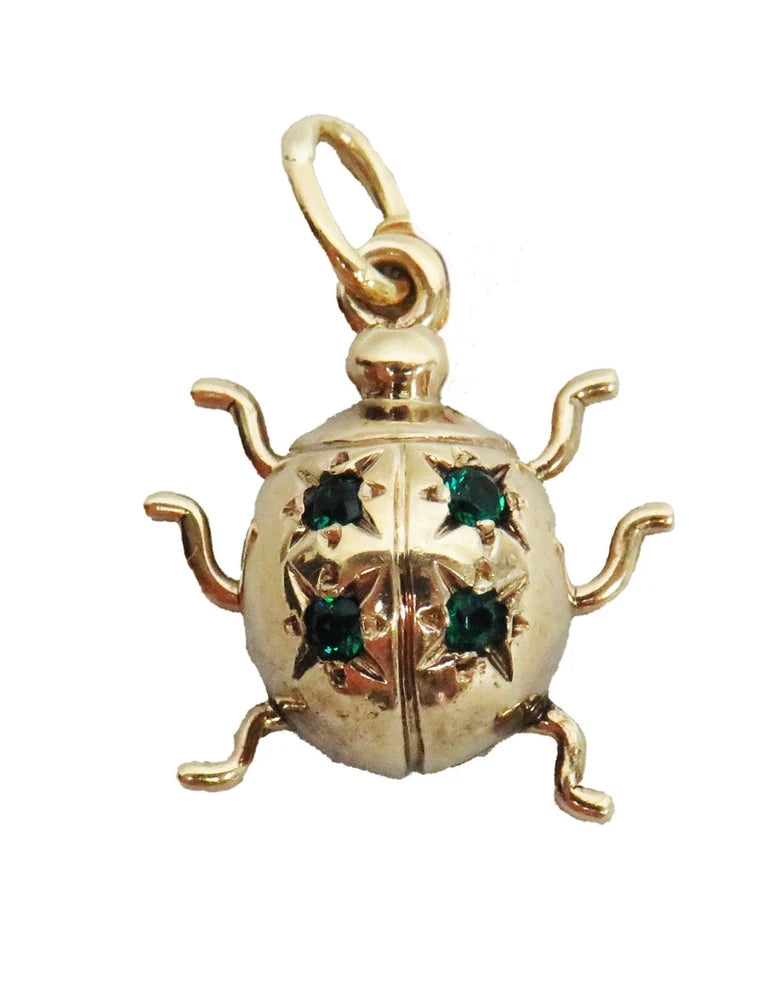 VINTAGE 14K SOLID GOLD LADY BUG PENDANT / CHARM Charms