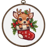 Luca-S counted cross stitch kit with hoop "Santas Surprise", 13,5x15cm, DIY Model