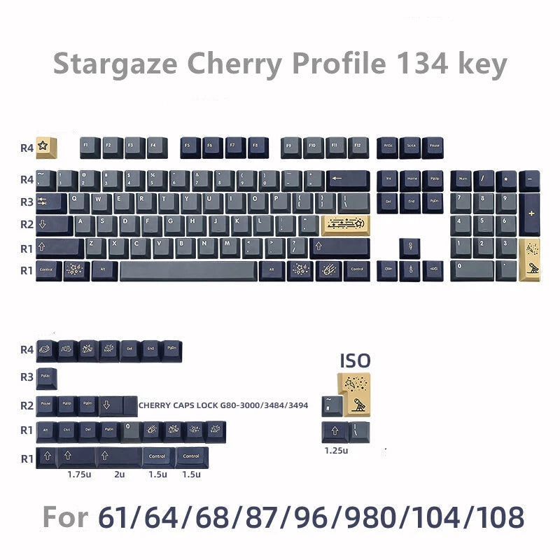 Stargazing Keycap Cherry Profile 134 Key  for 61/64/68/87/96/980/104 Keyboard Model