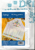 NIP!!! STAMPED CROSS STITCH KIT EAT, DRINK, BE MERRY APRON Model