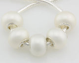 25pcs Pearl White Color Murano Lampwork Glass Beads For Charm Bracelet G2 Charms