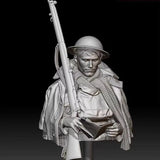 1/10 Resin Bust Figure Model Kit British Soldier Reading Unassembled Unpainted Model