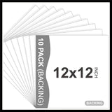 10 Pack Backing Boards, 12x12 Acid-Free Uncut White Mat Boards Model