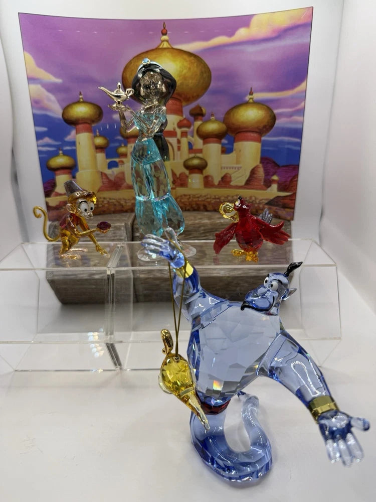 Swarovski Disney ALADDIN 6 PIECES - BNIB - Jasmine Genie Abu Iago Lamp Display!! Model