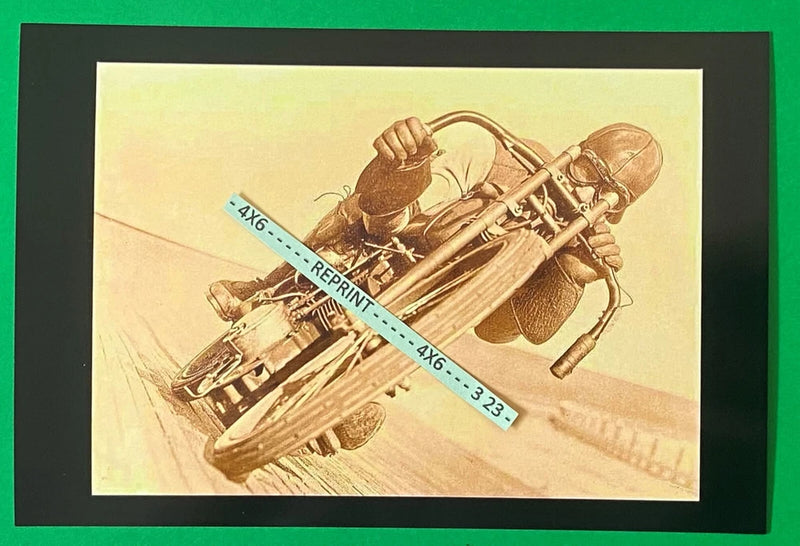 Found 4X6 PHOTO of Motorcycle Racing Really Fast on a Wood Board Speedway Track Model