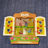 Vintage Strawberry Shortcake Wall Display Case House & 4 Figurines 1980s Toy Model