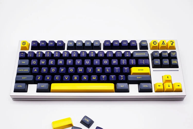 Blue Yellow Keycap Fully Kit SA Profile  ABS Double Shot Keycap Set For ISO Keeb Model
