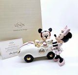 Lenox Disney Winners Circle Mickey Minnie Mouse Racecar Figurine in Box COA Model