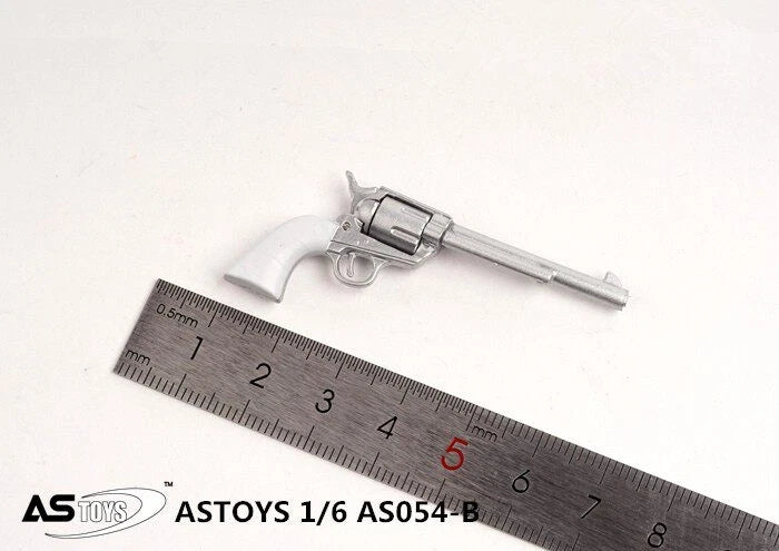 1/6 Cowboy White Revolver Gun Model Weapon for 12'' Figure Props Accessories Model