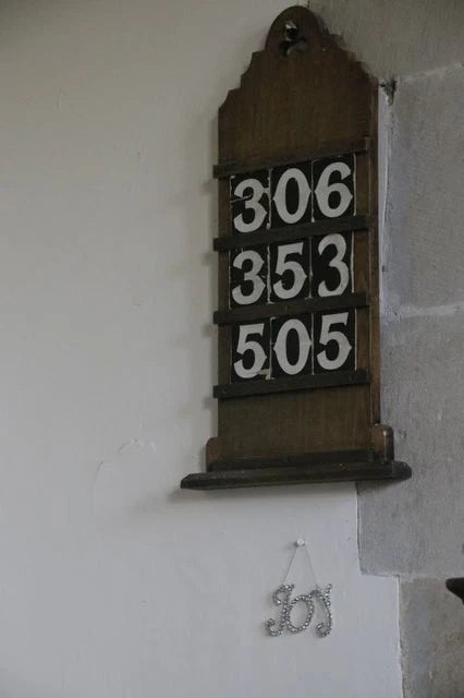 Photo 6x4 Hymn Numbers Cilmery Hymn numbers on the board with the word JO c2017 Model