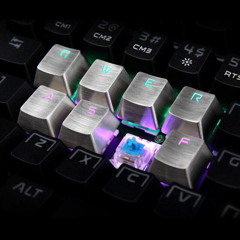 QWERASDF Stainless Steel Metal Keycap For Mx Mechanical Keyboard Gaming Key Lot Model