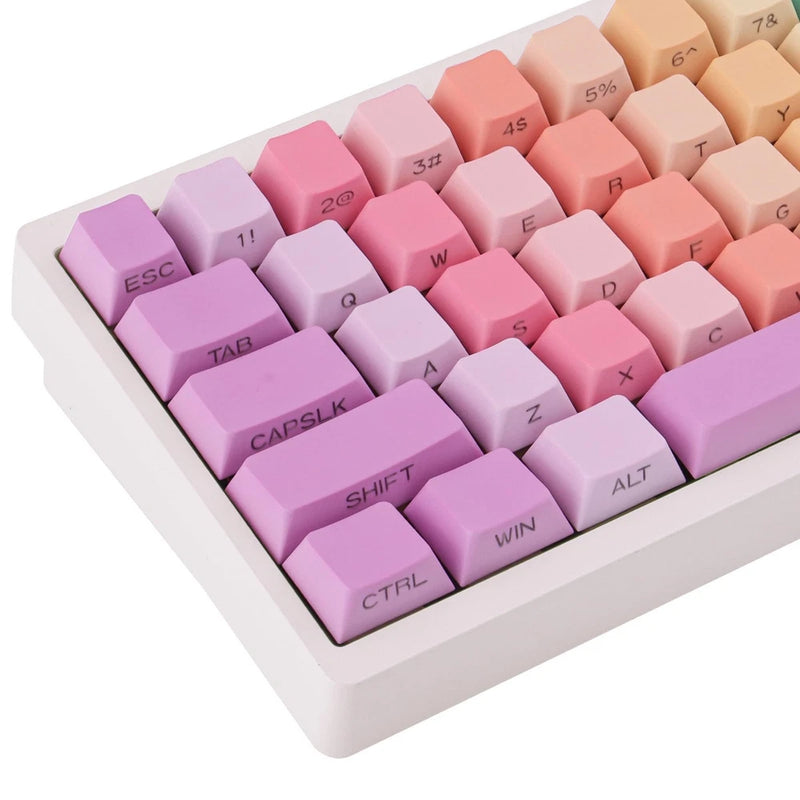 131 Keys Cute Rainbow Candy PBT Keycaps Custom Side Printed Cherry Profile Model