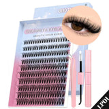 GROINNEYA DIY Lash Clusters Kit ?C 640PCS Cat-Eye Individual Eyelash Extensions w Model