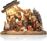 Nativity Scene Set Resin Figurines LED Light and Music 13.2" Christmas Decor-A3 Model