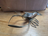 VTG Brass Lobster Figurine Wall Hanging Display Decor 12¡± Crawfish Crustacean Model