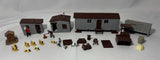 Plasticville - Railroad Work Car, Hobo Shack,outhouse, Cows-Bachmann Trains Model