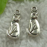 240 Pcs Tibet Silver Cat Charms Pendants 22x9mm for DIY Jewelry Making B3657 Charms