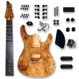 BexGears DIY 8 String Electric Guitar Kits Burl poplar veener top okoume Body Model
