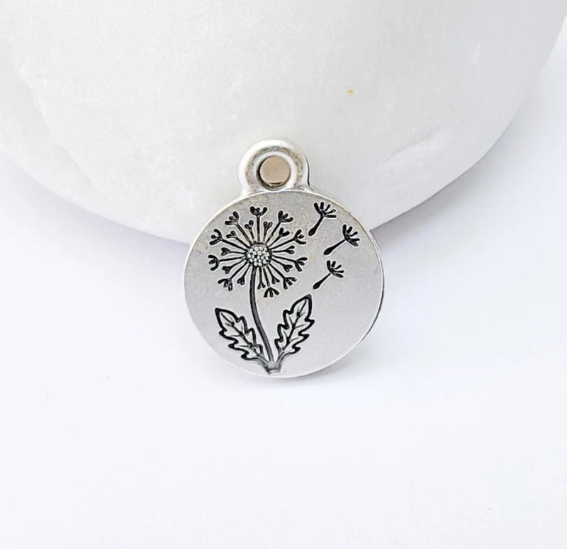 5 Dandelion Charms, Flower Pendant, Nature Earring Charm 16x13mm G37313 Charms
