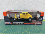 Motormax 1:18 Scale Timeless Legends 1932 Ford Hot Rod Yellow Diecast Model Car Model