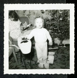Vintage Christmas Photo TODDLER PLAYS w/ IRON AND IRONING BOARD Model