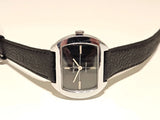 VINTAGE RARE CHROMED BEAUTIFUL BLACK DIAL MECHANICAL LADIES WATCH "HELICON" Model