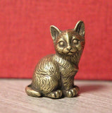 Home Decor Gifts Brass Cute Cat Animal Statue Small Sculpture Tabletop Figurine Model