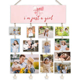 Red Bow Picture Collage Board Hanging Photo Display with Clips,I'm Just a Gir... Model