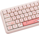 PBT Keycaps, 139 Keys Keycaps 75 Percent, Cute MOA Profile Key Pink Cat (MOA) Model