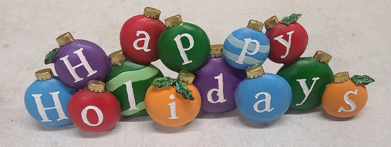 12" LONG HAPPY HOLIDAYS RESIN TABLETOP DISPLAY CHRISTMAS DECORATION NEW Model