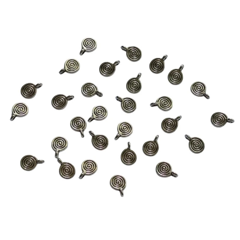 120 Pcs Tibetan Silver Metal Spiral Round Charms FC339 Charms