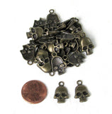 30 Halloween Skull Charms Antique Bronze Gold Tone Pendants Findings Charms