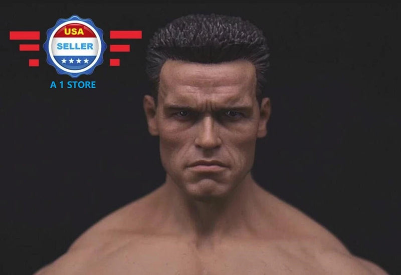 Custom 1/6 Arnold Schwarzenegger Head Sculpt 2.0 Terminator T800 for PHICEN M34 Model